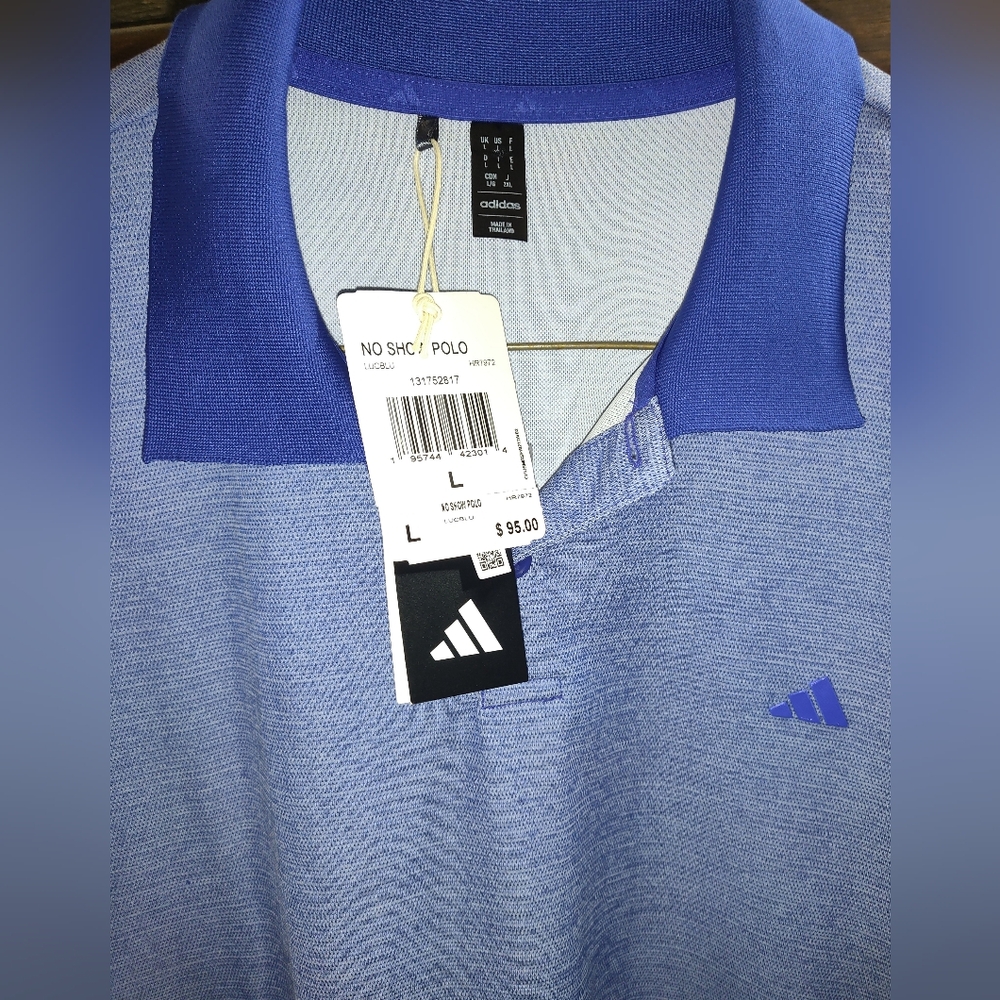 NWT Adidas Men's Blue Polo Shirt